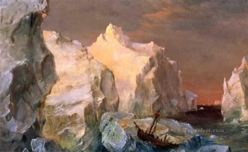  atardecer pintura - Icebergs y naufragios en el paisaje del atardecer Río Hudson Frederic Edwin Church Mountain